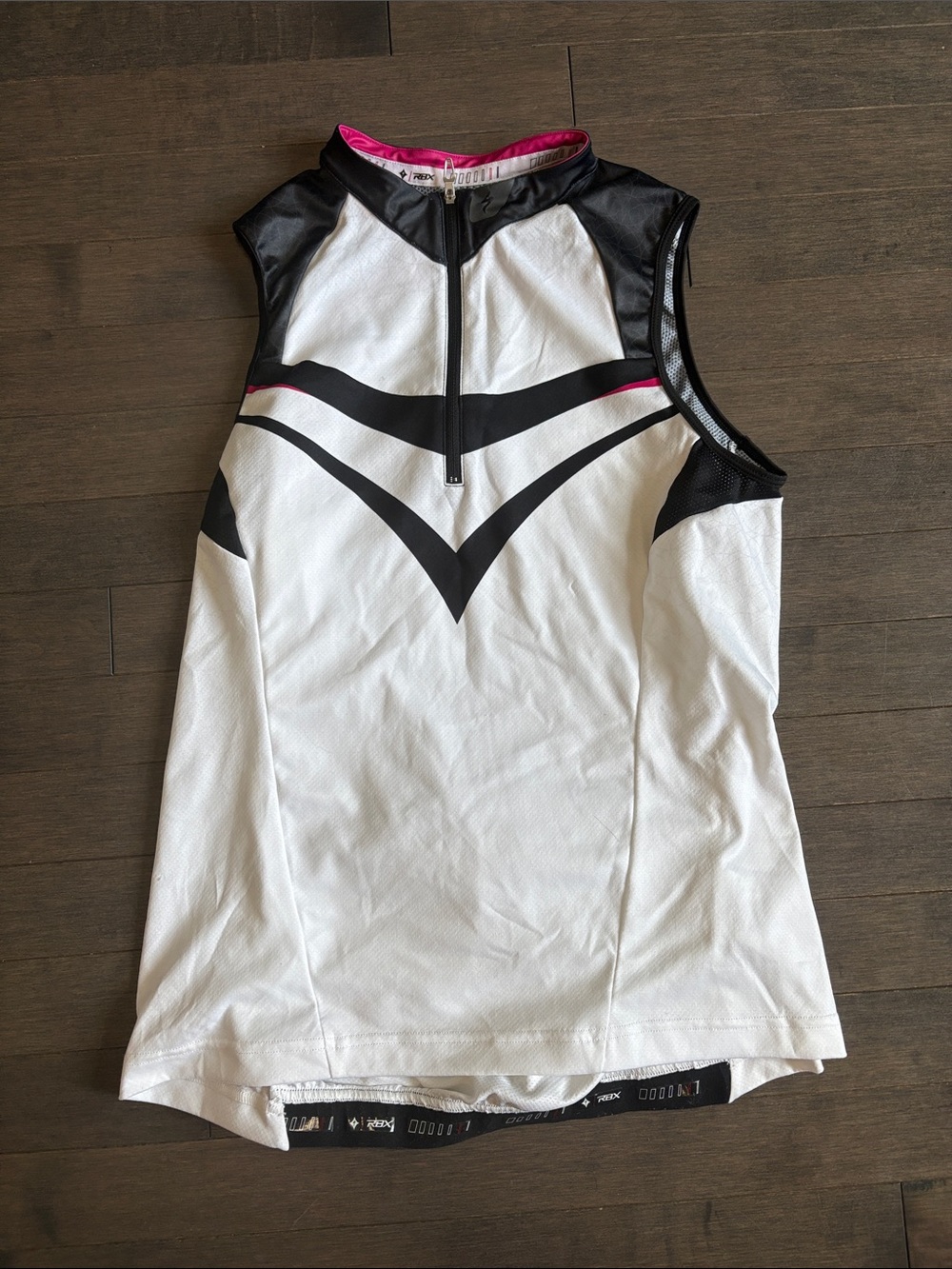 RBX Women's Size M Cycling Zip-Front Top in White, Black and Pink